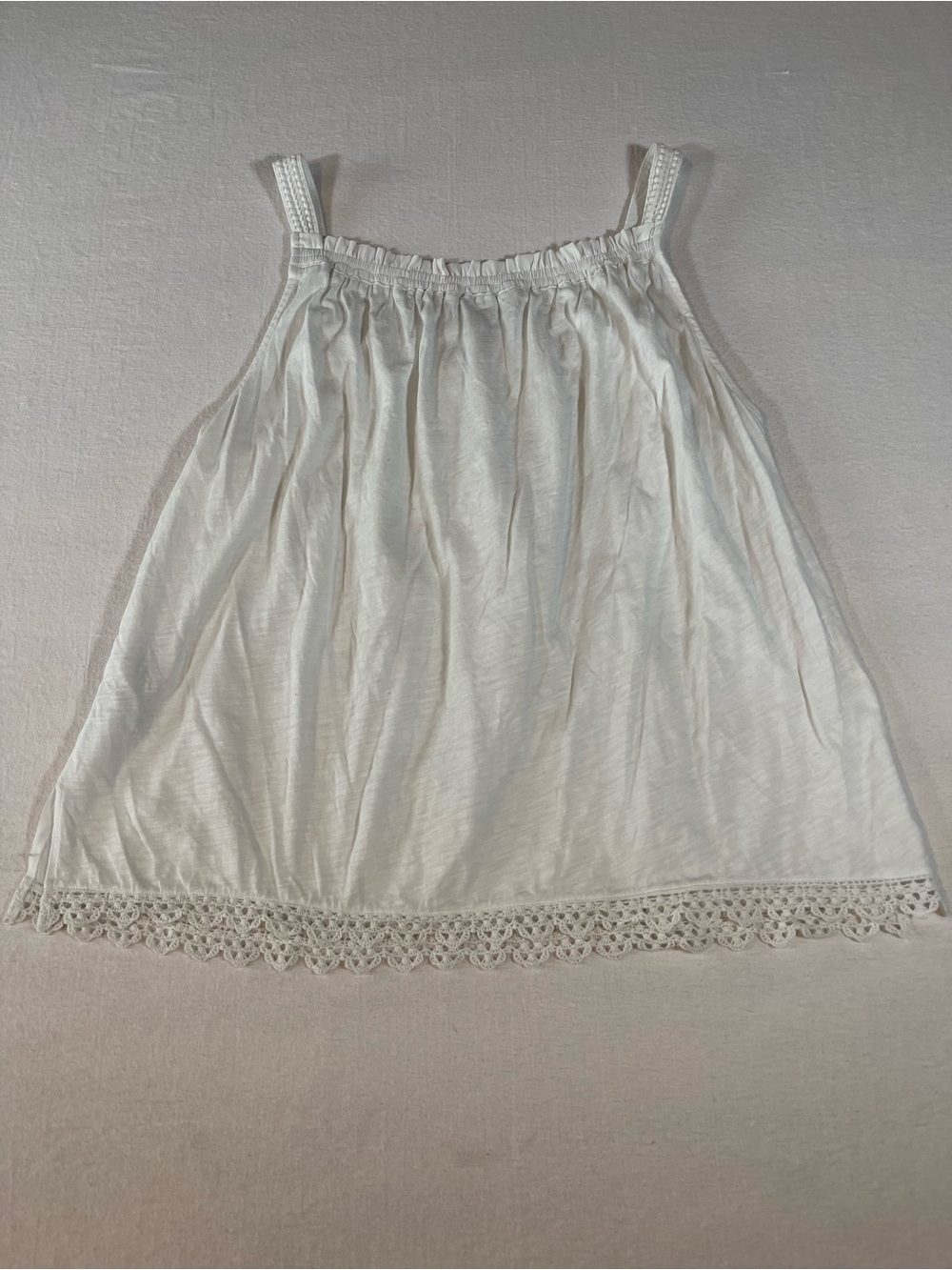 Democracy White Eyelet Lace Trim Boho Tank Women’s Size L - Picture 7 of 9